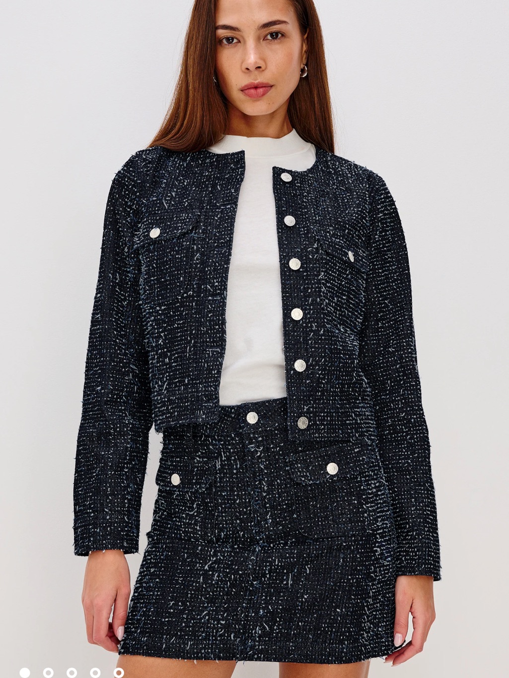 Rails Capistrano Denim Tweed Cropped Jacket Nwt